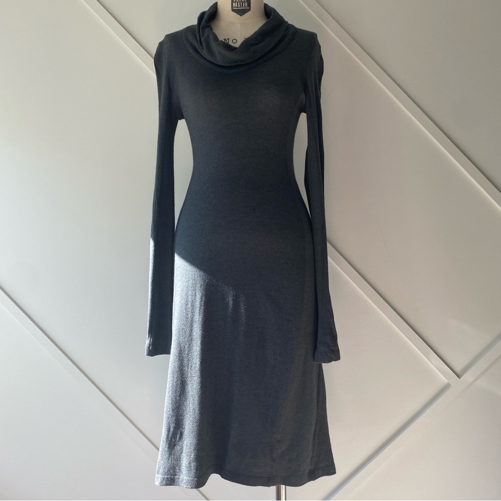James Perse Cowl Neck Long Sleeve Jersey Dress Size 3 (M) Grey | Minimal Lux
